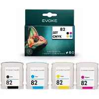 Evoke kompatible Tinte für HP 82 HP82 4x CMYK:Schwarz,Cyan,Magenta,Gelb 276 ml DesignJet 500 500PS 510 510PS 800 800PS 815 MFP 820 MFP