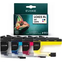 Evoke kompatible Tinte für Brother LC-424XL LC424XL LC-424 LC424 4x CMYK:Schwarz,Cyan,Magenta,Gelb 45 ml DCP-J1200W J1200WE