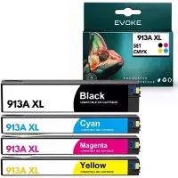 Evoke kompatible Tinte für HP 913A XL HP913A 4x CMYK:Schwarz,Cyan,Magenta,Gelb 242 ml PageWide 352dw 377dw; Pro 477dw; Managed P55250dw P57750dw