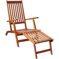Markenlos Klappbarer Liegestuhl aus massivem Akazienholz mit Auflage, 3-fach verstellbare Sonnenliege für Garten und Terrasse, inklusive Kissen