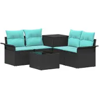 vidaXL Sofa Set 6 stk. 4-Sitzanzahl Schwarz und Blau