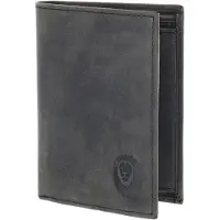 OXMOX Leder Geldbörse Leather RFID Protect Kombibörse Freedom Lion Embossed Vintage Black schwarz
