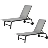 KOMFOTTEU 2er-Set Gartenliege mit Rädern, Stoffliege mit 6-fach verstellbarer Rückenlehne, Liegestuhl für den Außenbereich, Belastung 150 kg, für Balkon, Terrasse, Pool