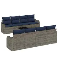 vidaXL Sofa Set 9 stk. 8-Sitzanzahl Grau Poly-Rattan