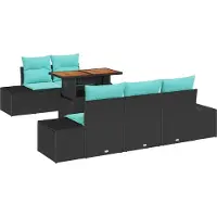 vidaXL Garten Essgruppe 6 stk. 5-Sitzanzahl Schwarz und Teal