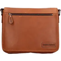 HILL BURRY Herrenumhängetasche aus echtem Rindsleder, geölt, braun Brown UNICA 30x24x10 cm ART-3141-HILB-BROWN