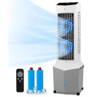 Costway 3in1 Turmventilator mit Luftbefeuchter & Verdunstungskühler, Luftkühler mobil mit 2 Kühlakkus, 12 Geschwindigkeiten, 3 Modi & 60° Oszillation