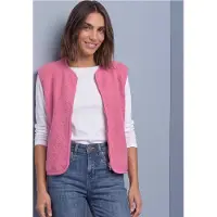Street One Plüschweste , Damen, Gr. 44, warm blush, Plüsch, Obermaterial: 100% Polyester. Futter: 100% Polyester, hüftlang, V-Ausschnitt, Westen Plüschweste
