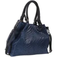 Toscanto Damen Handtasche Umhängetasche Leder Tasche jeansblau OTT163HM