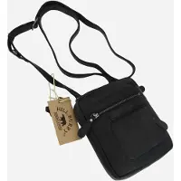 HILL BURRY Leder Umhängetasche schwarz Modell 1874, 17x21x4 cm, verstellbar, Unikat