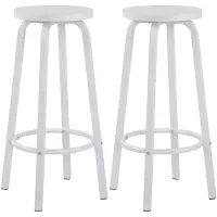 BellaFurn 2er-Set Barhocker mit runder Sitzfläche | Weiß | 30x30x71cm