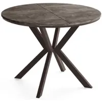 WFL GROUP Runder Ausziehtisch Esstisch Ausziehbar mit Braunem Metallgestell – Valio, 90 cm Rund auf 130 cm Erweiterbar – Industrial-Loft-Design, Braune Metallbeine, Beton Dunkelgrau, EU