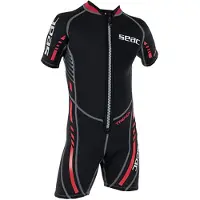 Seac Neoprenanzug - Trendy Shorty Kid - 2,5 mm - Schwarz/Rot - - 11 Jahre (146) - Neoprenanzüge