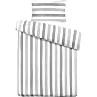 Padiro Bettwäsche-Set 2-teilig für 1 Person - 140 x 200 cm + 65 x 65 cm - Baumwollsatin - Grau - minimalistisches Streifenmuster