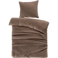 Padiro Bettwäsche-Set 2-teilig für 1 Person - 140 x 200 cm + 50 x 75 cm - Baumwollsatin - Braun - klassisches Satin-Streifendesign