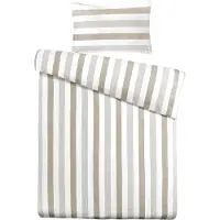 Padiro Bettwäsche-Set 2-teilig für 1 Person - 140 x 200 cm + 65 x 65 cm - Baumwollsatin - Taupe - minimalistisches Streifenmuster