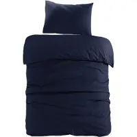 Padiro Bettwäsche-Set 2-teilig für 1 Person - 140 x 200 cm + 65 x 65 cm - Baumwolle - Blau - Uni-Design mit Waffelstruktur