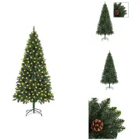vidaXL Künstlicher Weihnachtsbaum mit Beleuchtung & Zapfen Grün 210 cm - Weihnachtsbäume