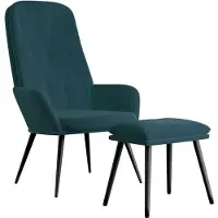 vidaXL Relaxsessel mit Hocker Blau Samt