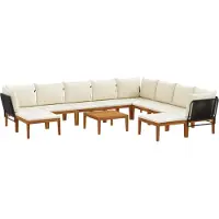 vidaXL 11 stk. Massives Akazienholz & Seil Natur