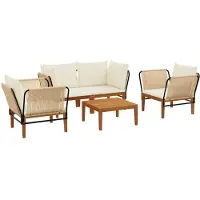 vidaXL 5 stk. Massives Akazienholz & Seil Natur