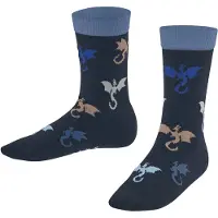 Falke Flying Dragons Kinder Socken, 23-26, Blau, Motiv,Tier, Baumwolle