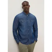 DELMAO Jeanshemd aus Baumwolle in Denim-Qualität, mit Stehkragen