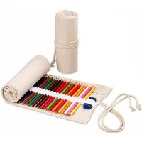 OEM VHV - Stiftetui mit Rollverschluss, 72 Fächer - Bleistiftetui aus Canvas für Buntstifte und Pinsel - Weiß - Für Schule und Atelier
