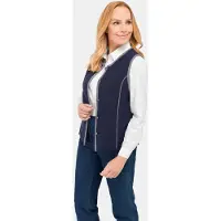 Goldner Zeitlose Merino-Weste mit Knopfleiste in marine / grau | Gr.: 46
