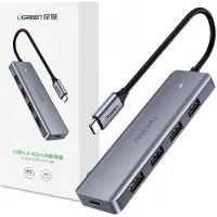 UGREEN Adapter 4-in-1 USB-C Hub mit 4x USB 3.0 + USB-C Anschluss, Farbe: Grau, Modell: CM219