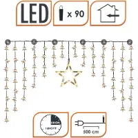 Spetebo LED Sternenvorhang 140x95 cm, 90 LEDs warmweiß, Deko Vorhang