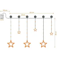 Spetebo LED Sternenvorhang 100x80 cm 63 warmweiße Lichter - Deko Vorhang