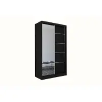 ALTDECOR Kleiderschrank mit Spiegel und Schiebetüren, kugelgelagerte Führungsschienen und Aluminium-Leisten 150 cm Schwarz