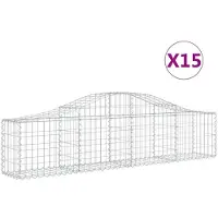 vidaXL Gabionen mit Hochbogen 15 Stk. 200x30x40/60 cm Verzinktes Eisen