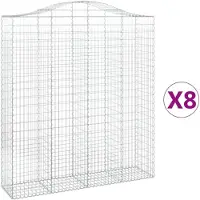vidaXL Gabionen mit Hochbogen 8 Stk. 200x50x220/240cm Verzinktes Eisen