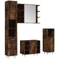 vidaXL 4-tlg. Badmöbel-Set Räuchereiche Holzwerkstoff