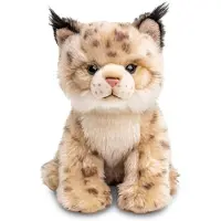 Merkloos Plüsch-Luchs - Kuscheltier Katze - 22 cm - Sitzend - Grau und weiß - Zum Spielen, Sammeln und Dekorieren