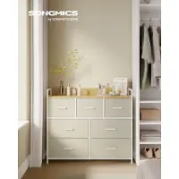 Songmics Kommode 7 Stoffschubladen Metallgestell
