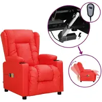 vidaXL Massagesessel Elektrisch Rot Kunstleder