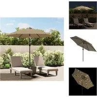vidaXL Sonnenschirm mit LED-Leuchten und Stahlmast 300 cm Taupe - Sonnenschirme & Sonnenschutze