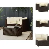 vidaXL 4-tlg. Garten-Lounge-Set mit Kissen Braun Poly Rattan - Gartenmöbel-Sets