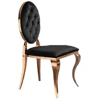 KAWOLA Esszimmerstuhl LINDA Barock rosé gold Velvet schwarz