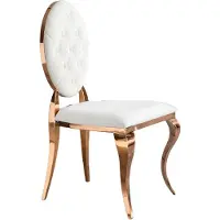 KAWOLA Esszimmerstuhl LINDA Barock rosé gold Velvet cremeweiß