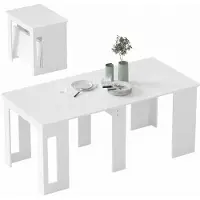 Youjia Esstisch, Klapptisch, ausziehbarer Küchentisch, Esszimmertisch, Spanplatten, 60-180 x 85 x 75 cm, Weiß