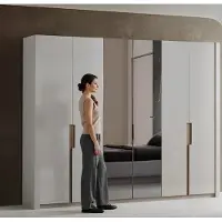 Xl Moebel Gmbh Kleiderschrank Beige Farbe Moderne Stil Holzrahmen Spiegelfassade Neu