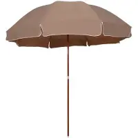 OEM Gartenparasol mit Stil - Ø 255 cm - Braun - UV-beständig & Anti-Flecken - Metall-Stange mit Holzoptik - 8 Rippen - Ø 32 mm