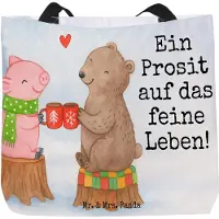 Mr. & Mrs. Panda Tote Bag Glühschwein Sause Design - Weiß - Geschenk, Tasche, Prost, Schwein, Alles Gute, City-Shopper, Unitasche, Bär, Schultasche, Reisetasche