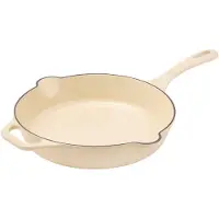 Victoria 39394 Emaillierte Gusseisen-Pfanne Induktion 28cm Geeignet Offen, ohne PTFE und Weiß