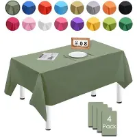 OEM Plastische Wegwerptafelkleden 4er Set 137x274 cm, grün, wasserfest und fleckfest, für Geburtstage, Hochzeiten, Weihnachten, Kindergeburtstage, Esszimmer, Garten und Feste.