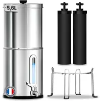 Orinko Edelstahl Schwerkraftfilter 5,6 l, plastikfrei, Aktivkohle-Wasserfiltersystem, 4 l/h, für sauberes Trinkwasser